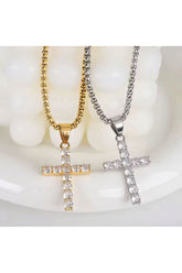 He is Risen cz Cross necklace