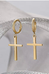 Dangle cross gold earrings