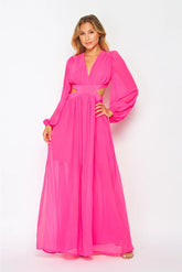 Hot Pink Royal Palms Maxi Dress