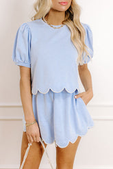 Princess Pearl Blue Scalloped Skort Set