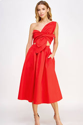 Red Knotted Bow Dress