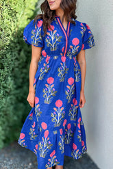 Blue Ruffle Hem Country Dress