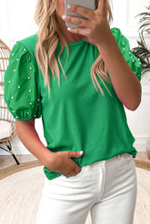 Pearl puff sleeve top